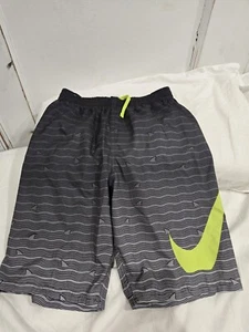 Boys Nike Swim Trunks Boardshorts- Size X Large, Neon Green/Gray, Mesh Inside - Picture 1 of 6