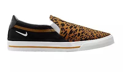 Nike Women's Court Legacy Slip On Shoes Black/White/Wheat Size 8.5 NEW - Image 1 of 3