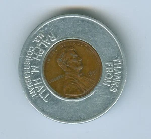 ENCASED BY CONGRESSMAN RALPH M. HALL OF ROCKWALL TEXAS A 1998-D LINCOLN CENT - Picture 1 of 2
