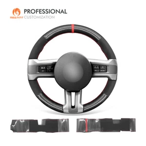 Cubierta de volante personalizada de gamuza de fibra de carbono Mewant para Ford Mustang 2010-2014 - Imagen 1 de 10