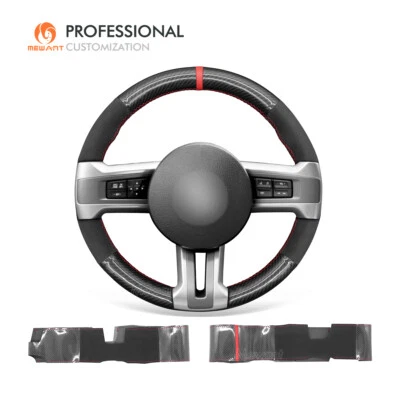 Cubierta de volante de gamuza de fibra de carbono personalizada MEWANT para Ford Mustang 2010-2014 Foto 1 de 4