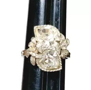 Sarah Coventry Strass Ring Glas verstellbar silberfarben Statement R-92 - Bild 1 von 8