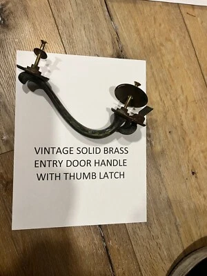 Vintage Solid Brass Exterior Door Handle With Thumb Latch - Image 1 of 4