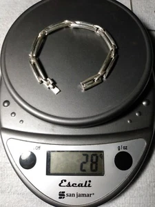 925 Double Bar Link Braclet/Mexico - Picture 1 of 5