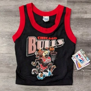 Vintage 90s NBA By Wormser Jack Davis Art Chicago Bulls NBA Tank Top Toddler 4 - Picture 1 of 9