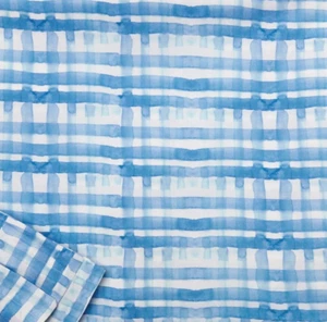Sferra Plaidino Twin Flat Sheet Blue Plaid Cotton Percale Clearwater Italy NEW - Picture 1 of 3