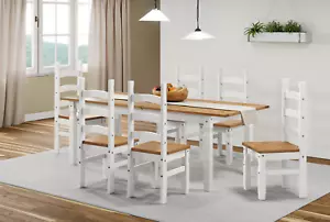 Corona Dining Table 6 Chairs Large Extending Pine White Wax Mercers Furniture - Picture 1 of 8