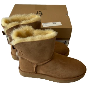 Ugg Boots Womens Size 10 Mini Bailey Bow II Brown - Picture 1 of 11