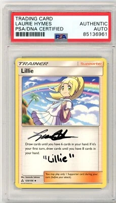 PSA Signed Laurie Hymes Pokemon TCG Lillie Ultra Prism 125/156 Regular Uncommon - Image 1 of 2