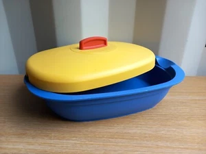 Tupperware blaue Servierschale gelber Deckel 1,7 Liter - Bild 1 von 12