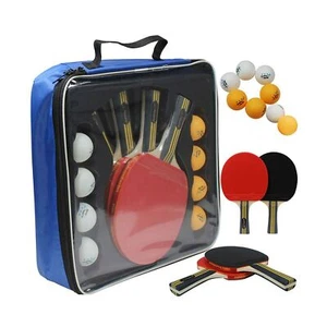 Set 4 racchette da ping pong professionali 8 palline custodia portatile - Foto 1 di 7