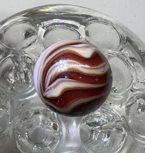 Vintage Christensen Agate Flame Swirl Marble Burgundy Bone Golden Orange CAC BIG - Picture 1 of 12