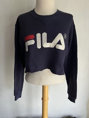 FILA x RUSSELL ATLÉTICO Mujer Vintage Años 80 Cuello Redondo Top Sudadera Mediana Foto 1 de 4