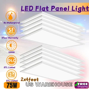 75 Watt 2x4 LED Panel Down Light Slim White Lamp Fixture Ceiling Tile or Pendent - Picture 1 of 18