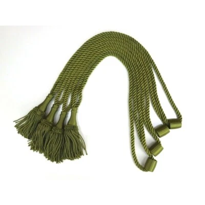 Lote de 4 lazos de cuerda de cortina vintage de los años 70 de 3/8" de ancho 31" de largo verde profundo Foto 1 de 4