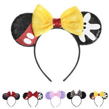 Sequin Bow Mickey Minnie Mouse Hairband Womens Girls Princess Party Ear Headband