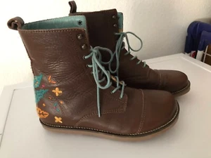 Gudrun Sjöden Stiefeletten bestickt zum Schnüren braun mit Türkis - Bild 1 von 7