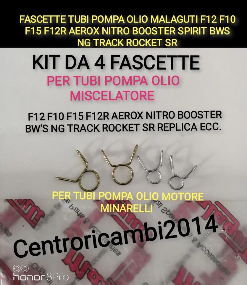 FASCETTE TUBI POMPA OLIO MALAGUTI F12 F10 F15 F12R AEROX NITRO BOOSTER  BW'S NG  - Immagine 1 di 1