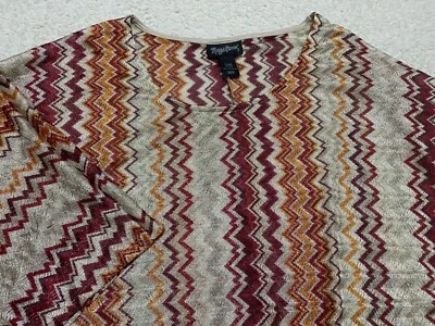 Camisa Maggie Barnes para mujer 2X Plus Petite manga 3/4 multicolor a rayas transparente Foto 1 de 4