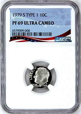 1979-S Type 1, Proof Roosevelt Dime, Graded PF69UC NGC * OSR Patriotic Label - Image 1 of 4