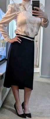 Alfani Women's Black Elastic Band Asymmetrical Skirt Below The Knee Sz Small - Image 1 of 4