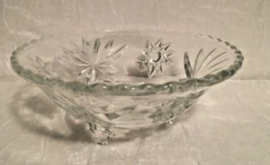 Vintage Star of David by Anchor Hocking Clear Glass 3 Footed Bowl EAPC - Imagen 1 de 4