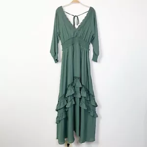 Maxi Vestido Baltic Born Pippa Volantes Verde Polvoriento XL Boho Dama de honor Maternidad - Imagen 1 de 14