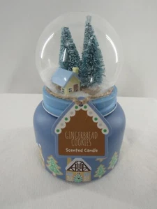 Aldi Huntington Home Blue Snow Globe Candle Gingerbread Cookies Limited Edition - Picture 1 of 4