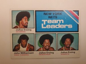 1975-76 Topps Basketball #282 NY Nets Team Leaders Julius Erving