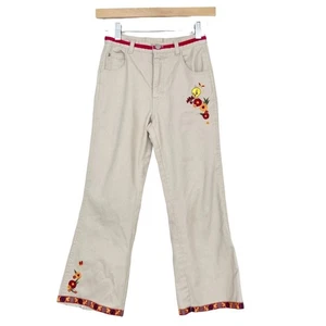 Vintage Looney Tunes Tan Emboidered Bootcut Pants Sz 10 - Picture 1 of 12