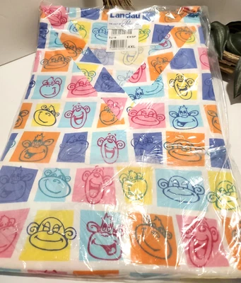 Landau Women’s Scrubs with Happy Monkey Faces Size 4XL Nursing Uniform Shirt - Image 1 of 4