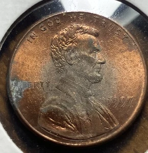 1997 P Lincoln Memorial Cent Mint Error Incomplete Plating - Picture 1 of 3