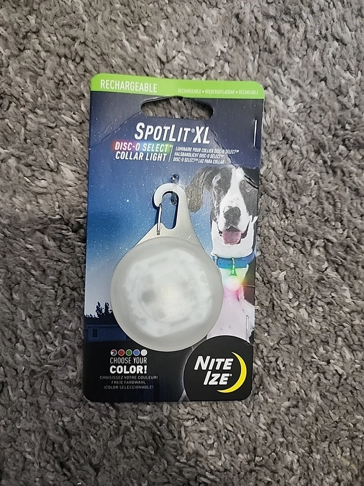 Nite Ize SpotLit XL Rechargeable LED Collar Light Disc-o Select for Pet | 5491
