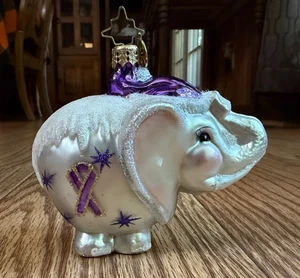 CHRISTOPHER RADKO ELITE ALZHEIMER'S AWARNESS ELEPHANT CHRISTMAS ORNAMENT O#14 - Picture 1 of 5