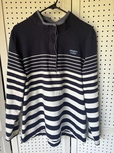 L.L. Bean Women's Striped Rugby Pullover Quarter Button-Up Shirt XL BLUE/WHITE - Picture 1 of 8
