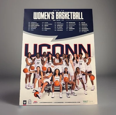 2025-2026 UCONN WOMENS BASKETBALL POSTER 18x24 HUSKIES UNIVERSITY OF CONNECTICUT - Image 1 of 4
