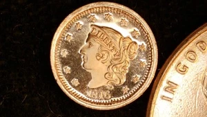 MINIATURE COIN 1816 CORONET HEAD ONE CENT PROOF LIKE COPPER - Picture 1 of 2
