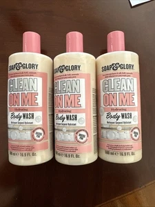 3 Soap & Glory Clean On Me Hydrating Body Wash 16.9oz Each Original Pink - Picture 1 of 2