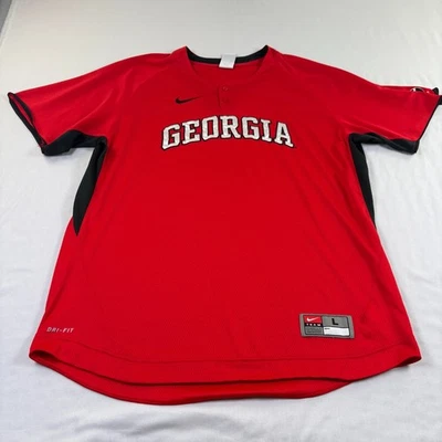 Georgia Bulldogs Baseball Jersey Mens Large Red Nike Dri Fit Embroidered NCAA - Image 1 of 4