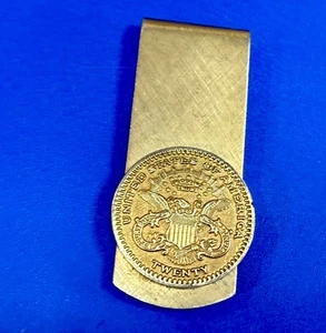 Moneta novità 20 dollari Stati Uniti d'America - fermasoldi vintage tono oro  - Foto 1 di 18