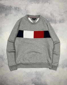 Tommy Hilfiger Sudadera An American Original Logo Grande Gris Jersey Para Hombre Mediano - Imagen 1 de 8