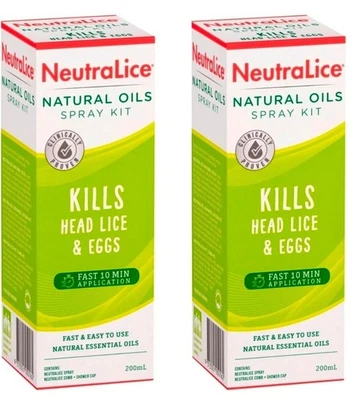 2 X NeutraLice Natural Spray Kit 200mL HEAD LICE (NITS) & EGGS TREATMENT - image 1 of 4