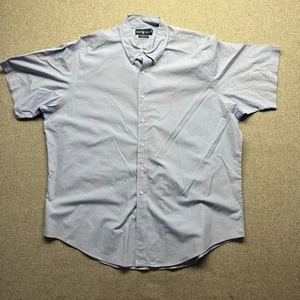 Polo Ralph Lauren Shirt Men 2XL Classic Fit Blue Check Button Up Short Sleeve - Picture 1 of 7