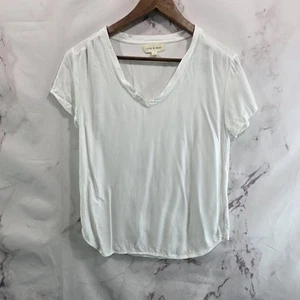 Cloth & Stone T Shirt Womens XS White Short Sleeve Anthropologie High Low Tee  - Picture 1 of 9