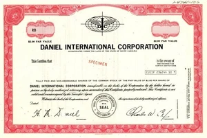 Daniel International Corporation - Specimen Stocks & Bonds - Bild 1 von 1