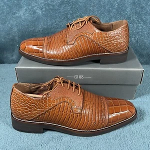 Stacy Adams Esposito Cap Toe Oxford Shoes Animal Print Tan Men’s Size 8 M - Picture 1 of 9