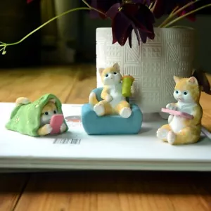 1pc Cute Cat Resin Kitten Ornament Model Miniature Fairy Garden Accessorie Decor - Picture 1 of 12