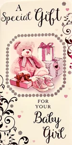 Ein besonderes Geschenk für Ihr Baby Mädchen Geld Geldbörse Grußkarte, nagelneu - Bild 1 von 2