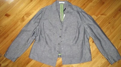 Tahari Misses 18 Blue Linen Blend Snap Up Casual/Dress Blazer/Jacket NWT NICE - Image 1 of 4