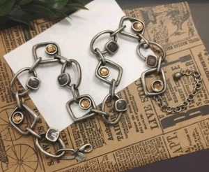 CHICO'S Brand Futuristic Geometric Links w/ Enamel/Glass Accents 16"+ Necklace! - Picture 1 of 8